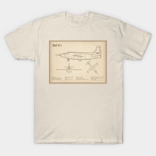 Bell X-1 - Airplane Blueprint - SD T-Shirt